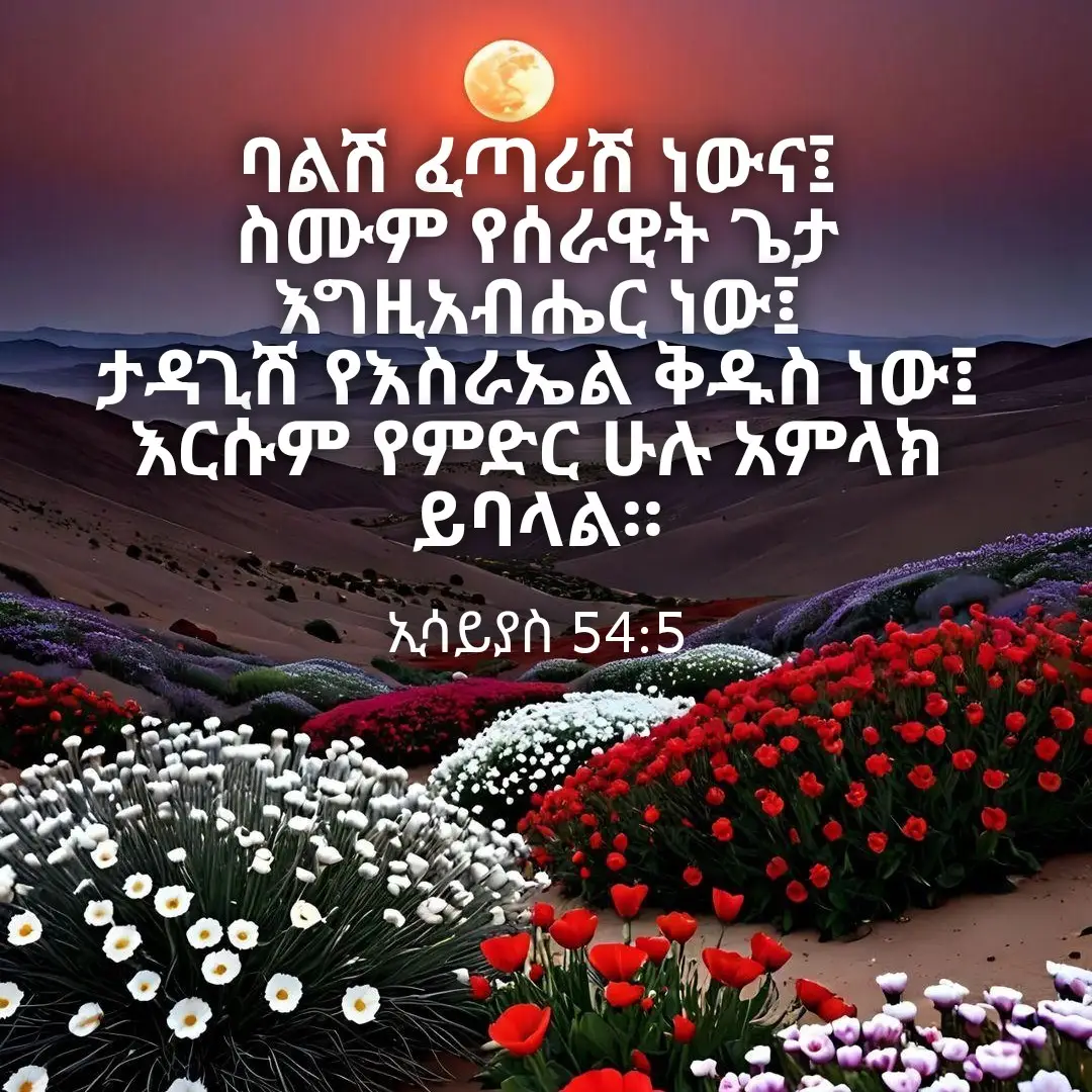 ❤️“ፈጣሪሽ ባልሽ ነው፥ ስሙም የሠራዊት ጌታ እግዚአብሔር ነው፤ የእስራኤልም ቅዱስ ታዲጊሽ ነው፥ እርሱም የምድር ሁሉ አምላክ ይባላል።”   — ኢሳይያስ 54፥5❤️