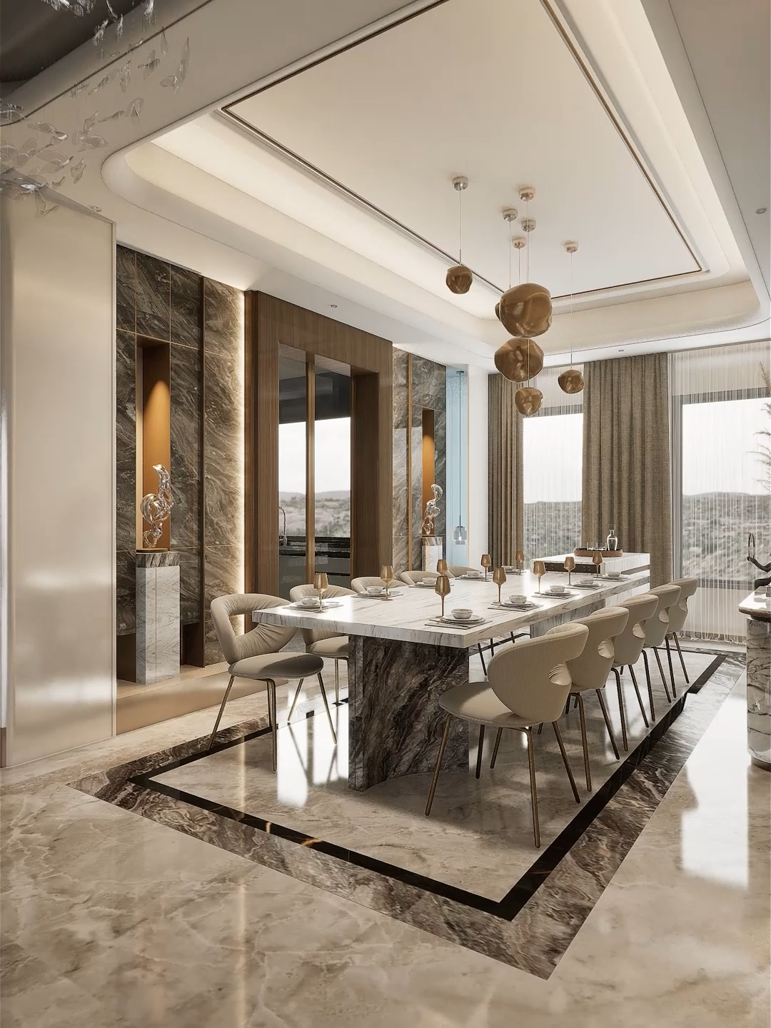 صالة طعام فاخرة من تصميمي في دولة قطر  Luxury dinning room in qatar   designed by abdalelah asswad #interior #تصميم-داخلي #interiordesign #المملكة_العربية_السعودية #ديكورات_منزليه_داخليه #الامارات_العربية_المتحده🇦🇪 #ديكور #ديكورات #فخم #doubleheight #صالة-معيشة #غرف_نوم_مودرن #غرف_نوم #قطر #حمام #bathroom #الكويت #office #company-design #dinningroom
