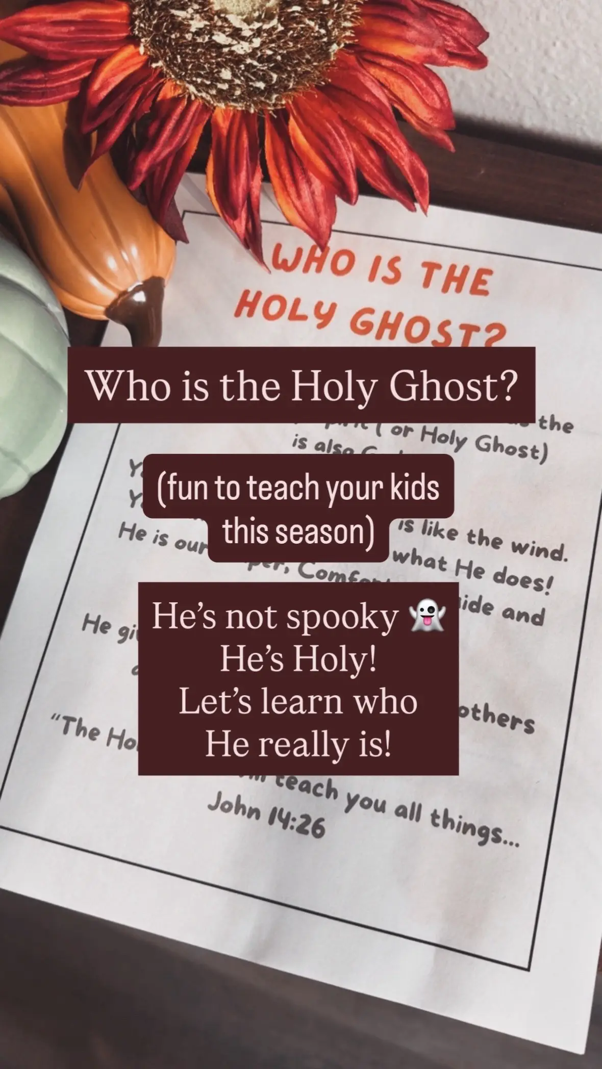 Fun teaching for your kids on the Holy Ghost this season! 👻🙏🏽🍁🍂 Family Holy Ghost Bingo in the bio! What’s your fav part of the Holy Spirit?  #christianhalloween #christianmom #christianfamily #holyghost