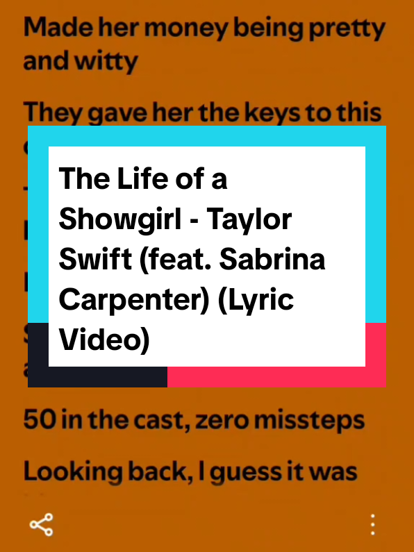 The Life of a Showgirl - Taylor Swift (feat. Sabrina Carpenter) (Lyric Video)❤️‍🔥 #taylorswift #sabrinacarpenter #thelifeofashowgirl #fullsong  #TSTheLifeofaShowgirl 