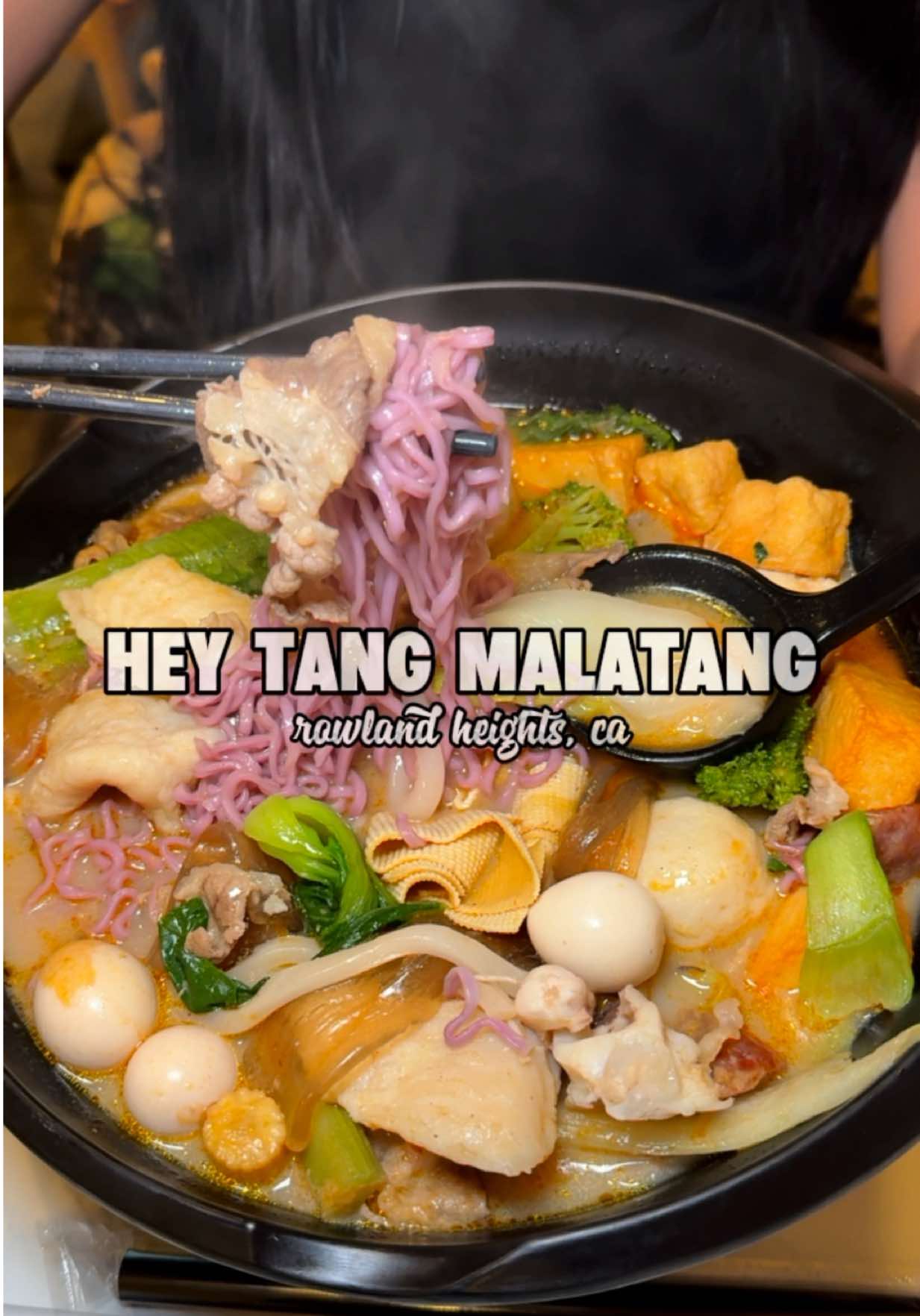 📍 Hey Tang MALATANG | Rowland Heights, CA  ⏰: Open Everyday 11:30 am - 2:00 am (next day)  Follow @janelleatsocal for more foodie finds, things to do, and matcha reviews !⋆౨ৎ˚⟡˖ Perfect late night cravings spot 🤩. Lots of selection for your bowls which I liked! It is also $14.99/lb but if you know you eat malatang often then the membership is a steal with their $10.99/lb :O. Parking was also super easy since it’s in a huge lot! It was majority of us’ first time and we did get more than we realized we can eat because there was just so much selection and things wanting to try but took home leftovers :p. 🍲 What we ordered:  - broths: original beef bone broth, hot & sour tom yum, mushroom, tom yum  🍊Drinks:  - yakult orange  - jasmine green milk tea  💌 Thank you for the invite! @Hey Tang Malatang  🗓️: 10/5/25 ────────────୨ৎ──────────── #malatang #rowlandheights #latenighteats #lafoodie #fyp 