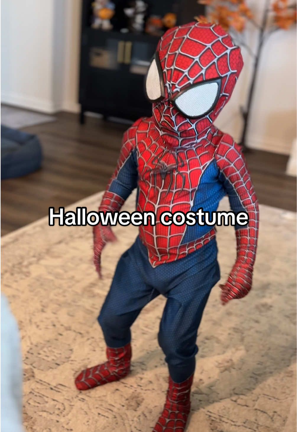 The best toddler costume and he chose it all on his own this year 😂😂 #spidey #spiderman #toddlercostume #halloween #spidermantoddlercostume 