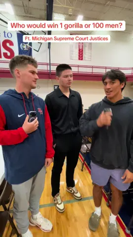Win for the gorillas 6-4! It came down to the Supreme Court! Shoutout to all the participants! Feel free to comment if you participated!@Cole Haist #supremecourt #fyp #michigan #100menvs1gorrila #interview 