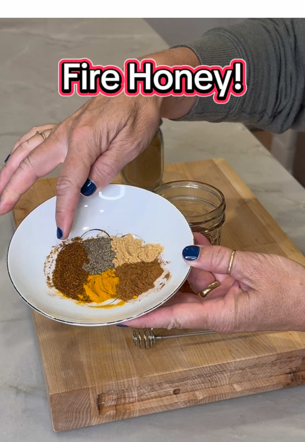 🍯 Fire Honey A soothing, spicy blend that warms the body and supports immunity — like Fire Cider’s sweeter, gentler cousin. 🍂✨ This golden mix is packed with natural ingredients that help clear mucus, aid digestion, calm inflammation, and keep you feeling strong all year long.  🧡 Recipe     •    ½–1 cup raw honey (start with ½ cup, add more to taste)     •    1 tsp cinnamon     •    1 tsp black pepper     •    1 tsp turmeric     •    1 tsp cayenne pepper     •    1 tsp ginger     •    Optional: 1–2 tsp dehydrated Fire Cider veggies powder for an extra kick 🔥 Directions: Mix everything together until smooth and golden. Enjoy 1 teaspoon daily — straight from the spoon or stirred into warm tea. 🍯🔥  #honey #natural #naturalremedies #fyp #creatorsearchinsights 