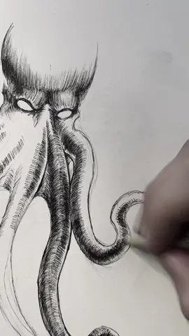 What should I say I feel like I need to start talking in these but I never know what to say #octopus #cthulhu #drawing #hplovecraft #fyp 
