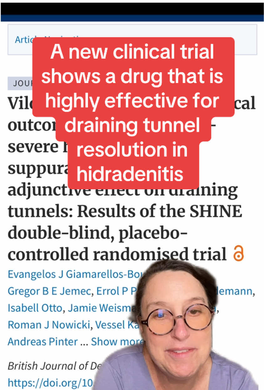 #hidradenitissuppurativa patients with more draining tunnels than abscesses and nodules have a distinct disease type- a new medication shows great efficacy with a 63% reduction in draining tunnels at week 16! #dermatology #honestderm #greenscreen 