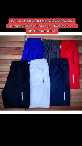 Kit com 6 bermudas básicas Dry-Fit — conforto, estilo e leveza pra qualquer rolê 😎💪 🔥 Ideal pra treinar, sair ou ficar de boa!#Bermudas