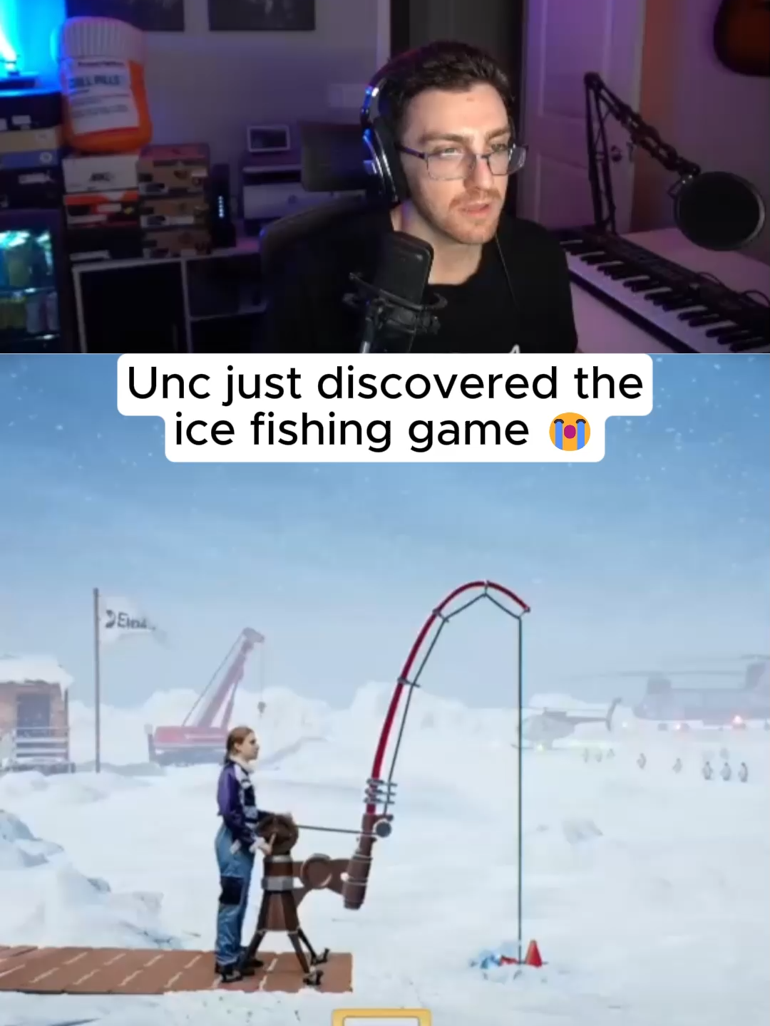 Unc just discovered the ice fishing game 😭 #kickstreaming