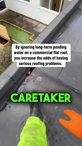 THE MORE YOU KNOW... 🤔🤔🤔(The 48 Hours Effect) 💦 💦 The Long-Term Effects of Ignoring Ponding Water on a Flat Roof & How To prevent clogged drains: By ignoring long-term ponding water on a commercial flat roof, you increase the odds of having serious roofing problems.  It’s best to check the roof after a heavy rainfall to see if there are drainage problems, and, if there are, it’s important to resolve them as soon as possible. In worst case scenarios, the weight of serious ponding water can cause structural damage of the building or to a roof collapse. To keep your property safe, you need preventative maintenance on a regular basis. Instead of doing the work yourself, you should hire a roofing contractor to maintain the roof and avoid costly repair jobs. Unlike sloped roofs, their horizontal or nearly so surfaces can collect water and a sizable amount of debris, which can clog roof drains in commercial roofs with parapets or downspouts.   When a drain is at the same level as a roof surface or slightly higher, debris will collect and cause the membrane or the coatings to prematurely fail. HOW TO PREVENT ??? 🤔🤔🤔 1)- Regularly Clean the Drains. 2)- Keep the Roof Clean specially after a storm. 3)- Have the right drain strainer and make you sure the drains have one to prevent any object to be stuck inside the drain(s).  #roofleak #roofrepair #cloggeddrain #preventativemaintenance #scary         👊👊