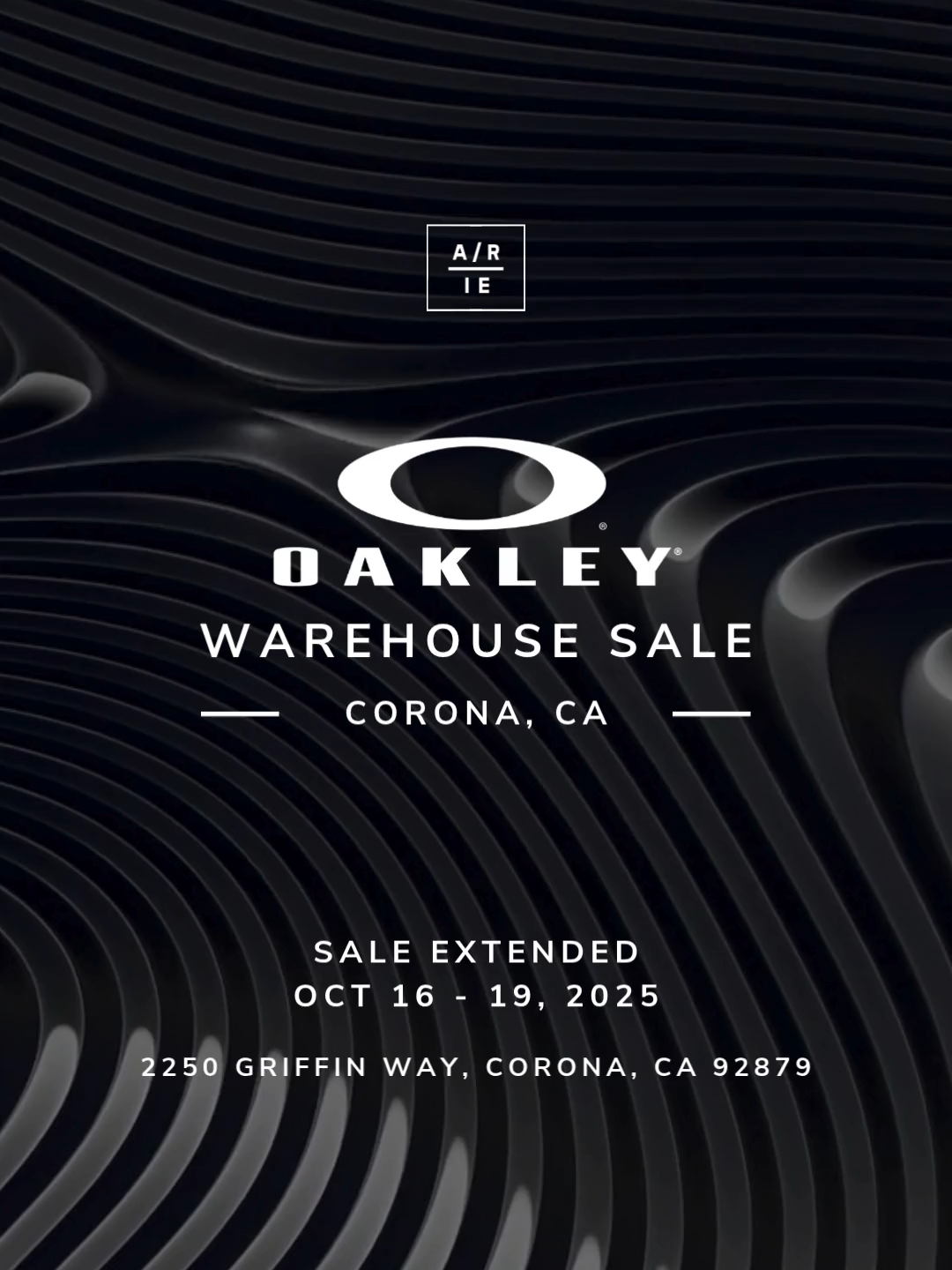 SALE EXTENDED 👀 TAKE A LOOK INSIDE 🚨 the Oakley Warehouse Sale is back at Alternative Retail in Corona, CA! Get ready to score amazing deals on your favorite Oakley products. Shop apparel and tech clothing ONLY, there will be NO eyewear this time. Tons of everything else! Shop a huge selection of Golf Apparel, Mountain Bike Gear, Cycling Jerseys, Polos, Tees, Shorts, Jackets, and more, along with hoodies, sweatshirts, pants, hats, gloves, backpacks, and even Oakley snow gear for year-round performance. This is a multi-brand event and you will also be able to shop the Fox Racing Warehouse Sale and the Dakine Warehouse Sale - so don't wait and grab your FREE ticket now! EVENT DETAILS: 🛍️ WHEN: October 16 - 19, 2025 TIME: Thursday to Sunday from 10:00 am - 6:00 pm WHERE: 2250 Griffin Way, Corona, CA 92879 (Located at Country Side Center in the old Joann Fabric, right next door to Turner's Outdoorsman) MULTI-BRAND EVENT: Each customer will only need one (1) ticket to be able to shop ALL brands at this same location. TICKETS REQUIRED: 🎟 Register for #FREE using the Eventbrite link in our bio or visit our website at AlternativeRetail.com! MORE DETAILS AND FAQS ON OUR WEBSITE - ALL SALES ARE FINAL – no returns or exchanges. @alternativeretail_ie #warehousesale #warehousesales #samplesale #samplesales #alternativeretail #socal #newbrandsweekly #inlandempire #ie #coronaca #corona #oakleywarehousesale #oakleysale #oakleyclothing #oakley