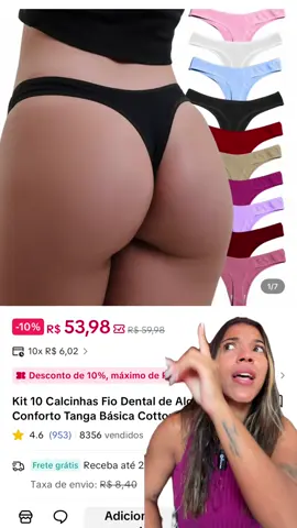 Calcinha fio dental algodão perfeitaaaa! Kit com 10 unidades #fiodental #calcinha 