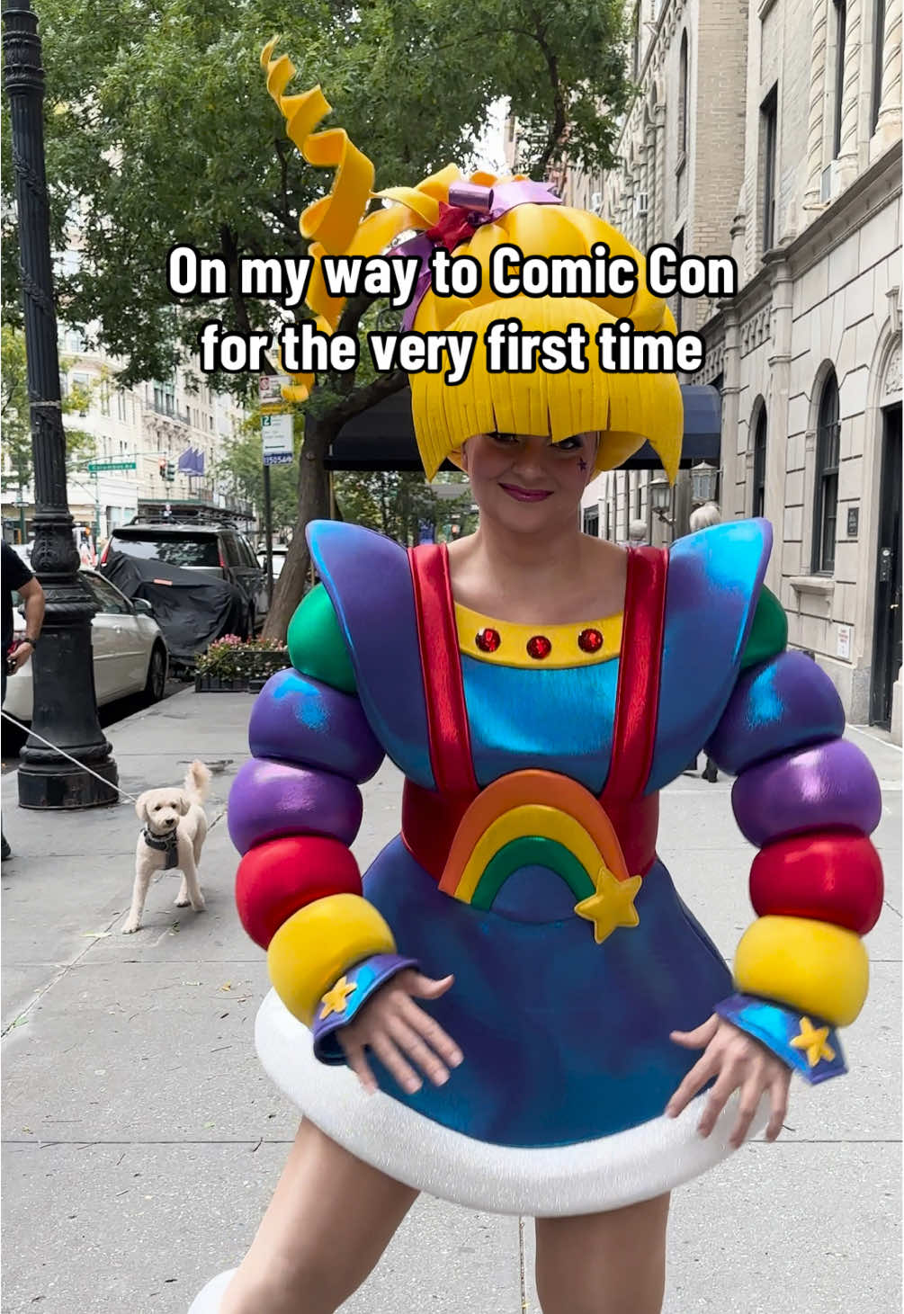 I sewed the last stitch on my biblically accurate Rainbow Brite costume just before 9 AM and headed straight to the Javits Center for Comic Con. #rainbowbrite #cosplay #costume #sewing #nycc 