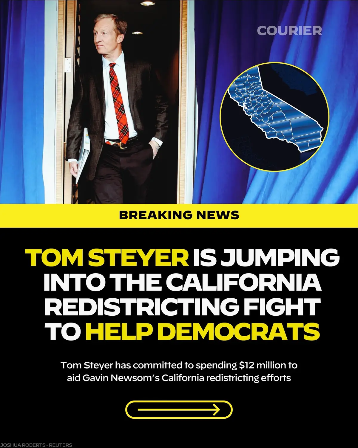Tom Steyer announced a $12 million investment into passing Proposition 50.  Vote YES on Prop 50 to STOP Trump from stealing the midterms. Learn more at StopElectionRigging.com