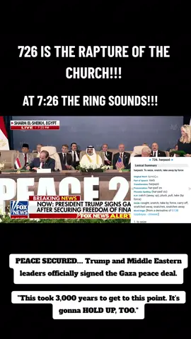 The Lord is trying to get our attention. I believe this peace deal will turn into the Daniel 9:27 that the Antichrist will confirm or makes stronger.  Prophetic days we're living in 