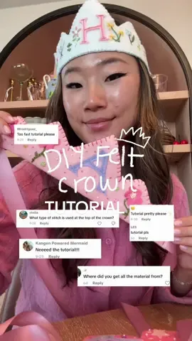 for an extra dose of whimsy in your life!! 👑 materials list below & happy stitching!  all linked in my storefront too: — felt in color of choosing — embroidery floss (and needles) — beads (and needles) — fabric scissors (a nice to have!) — needle threader (also a nice to have, not a must have!) #diyfeltcrown #diyprojects #diycrown #feltcrown #whimsy @Michaels Stores 