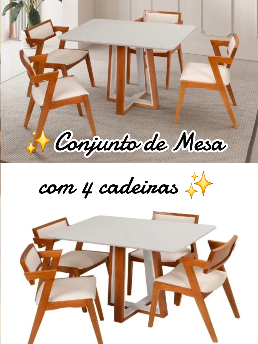 Conjunto de Mesa com 4 Cadeiras Viena Madeira Maciça.  #conjuntodemesa #compreinashopee #promocoesincriveis #madeiramaciça  #saladejantar 