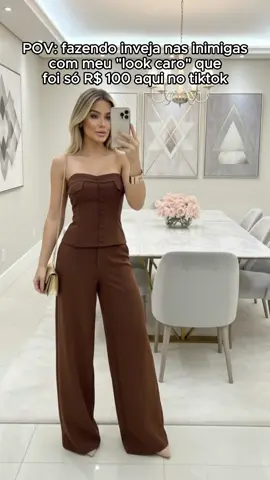 Conjunto com Corselé Tomara que Caia e Calça #tiktokshop #fashiontiktok #modafeminina #fashion #moda 