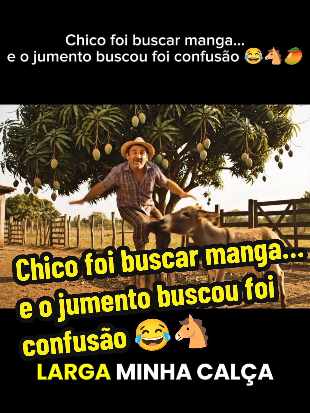 Chico foi buscar manga… e o jumento buscou foi confusão 😂🐴🥭 #comedianordestina #humor #fy @casos com I.A 