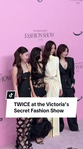 @TWICE has arrived at the @Victoria’s Secret pink carpet ahead of their performance for the show. #TWICE #VSFashionShow 