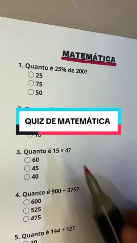 Quiz de matemática #matematica #tabuada #quiz #matemática 