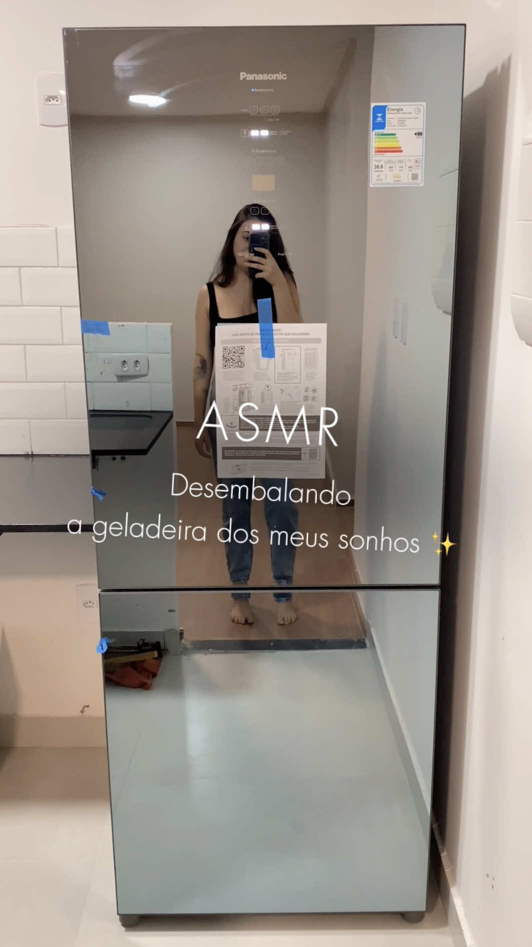 O vídeo que eu estava mais ansiosa pra postar. Minha tão sonhada geladeira.  #fyppppppppppppppppppppppp #ape #apartamento #geladeira #panasonic 