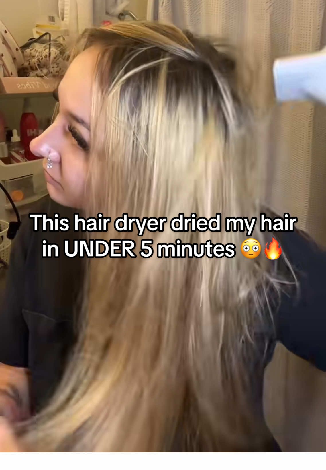 Can we talk about how FAST this Tideway Hair Dryer works?! 💨✨ It literally dried my hair in less than 5 minutes — no frizz, no heat damage, just smooth, shiny results 🩵 #TidewayHairDryer #TikTokMadeMeBuyIt #TikTokShopFinds #ViralHairTools 