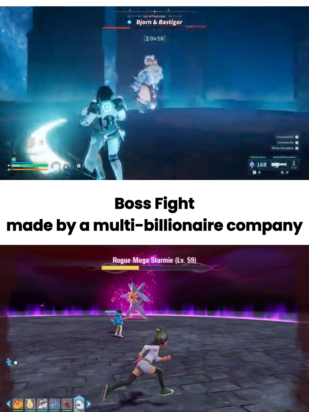 Pokemon legends boss fight vs palworld boss fight.... I believe in the indie studio supremacy! #pokemon #pokemonlegendsza #palworld #gaming