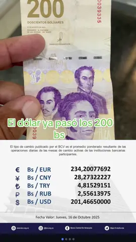 El dólar ya pasó los 200 bs #dolar #venezuela #$ #bcv 