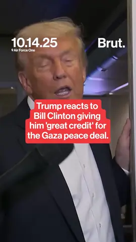 President Trump spoke with the press aboard Air Force One, where he was asked to respond to former President Bill Clinton recently crediting him and other regional actors for the Gaza peace deal. #Trump #BillClinton #Gaza #Politics