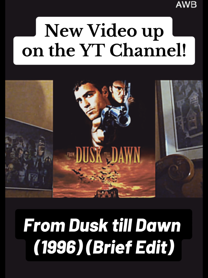#31daysofhalloween  From Dusk till Dawn 1996 Review / Discussion / Commentary up now on the YT channel! From Dusk Till Dawn (1996) is an action-horror film directed by Robert Rodriguez and written by Quentin Tarantino.  It follows fugitive brothers Seth and Richie Gecko, who kidnap a family to help them cross the Mexican border. They take refuge at a remote biker bar called the Titty Twister, only to discover it’s a haven for vampires.  As night falls, the group must band together to survive until dawn against the bloodthirsty creatures. #fromdusktilldawn #vampires #horrortok #movierecommendation 