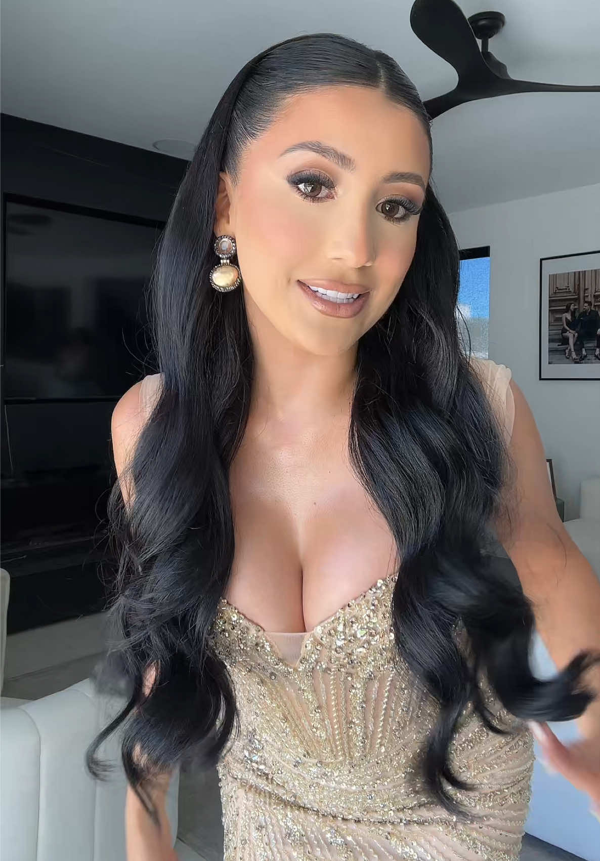 Hair by: @Wedding Hairstylist  Glam: @Angela  Dress: VS Couture 1316 Santee St, Los Angeles CA Acc. : @ZARA  #weddinguestdress #weddinglook #weddingguestoutfit #vestidoparaboda #bridesmaidsdresses 