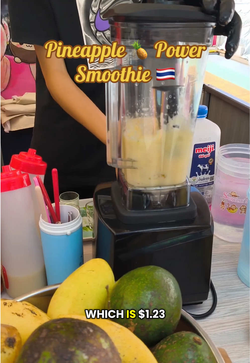 Pineapple Power Smoothie 🍍the perfect cool down for a hot day and in Thailand you get the best. 💛#smoothies #thailandtiktok #islandgirlprobs #livingabroad 