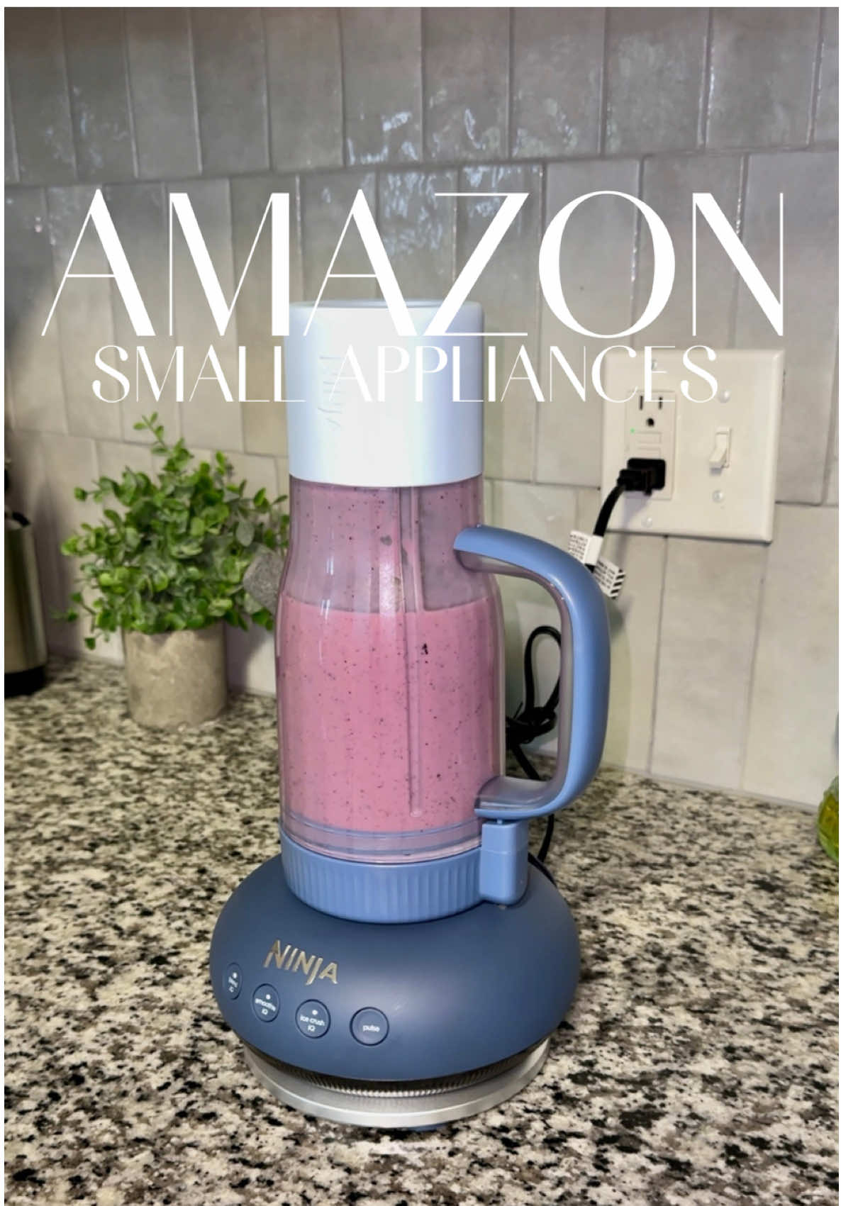 Link in bio! This Ninja personal blender is small but seriously powerful! With 1200 watts of blending power and smart AutoIQ technology, it crushes ice, fruits, and veggies for perfect smoothies every time. The 26oz travel tumbler comes with a leakproof lid and chug spout perfect for busy mornings or post-workout shakes. 💪✨  #amazonusa #amazonusareviewer #ninjablender #kitchenappliances #amazonkitchen 