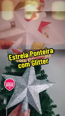 Estrela Ponteira com Glitter A estrela ponteira é o toque final da árvore de Natal, trazendo brilho, elegância e simbolismo para sua decoração. Clica no carrinho 🛒 e garanta logo sua Estrela de Natal antes que acabe 😉 #tiktokshop #tiktokshopchegou #tiktokshopbrasil #merychristmas #natal 