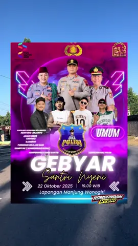 Info jangan lupa ramaikan Gebyar Santri Nyeni  lapangan manjung Wonogiri 22 oktober 2025 jam 19.00,ramaikan Rombongan nyeni untuk umum                                #info#pengajian#santrimanjungwonogiri#abahekowonogiri#wdpantau