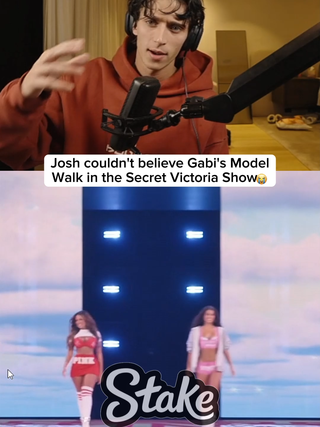 Josh got shocked seeing Gabi's outfit for the Secret Victoria show 😭❤ #joshrichards #gabimoura #victoriasecretmodel #fyp