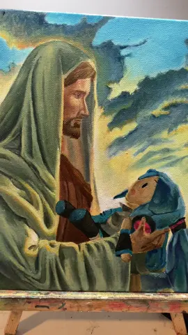 La hago corta. Miku Hatsune en los brazos de Jesucristo. Yo era atea hasta que conocí a Miku, pq ahí no supe a quién agradecerle 🙏🛐 #painting #miku #hatsunemiku #dios #jesus 