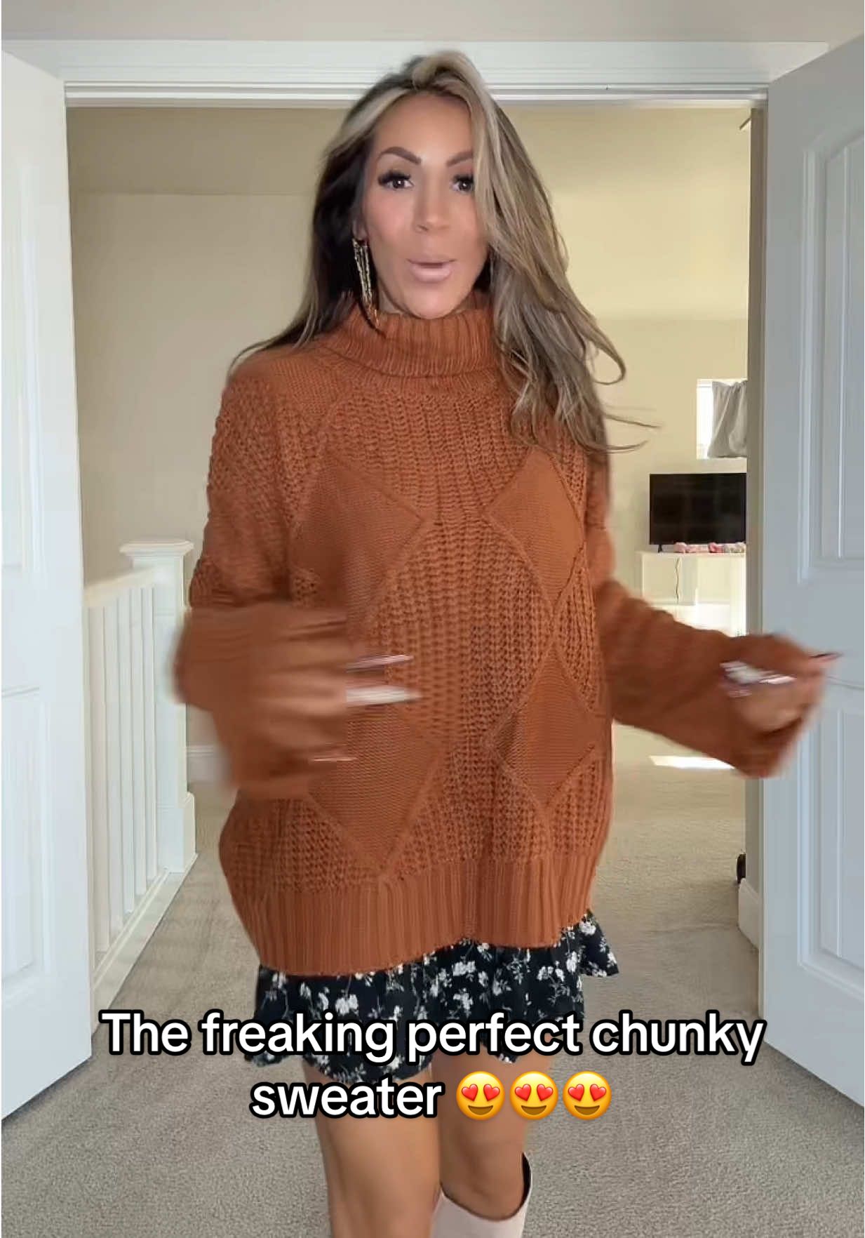 This is the chunky sweater I needed. Absolutely positively love this sweater. 😆😆Absolutely perfect! it’s beautiful. It’s chunky the pattern is phenomenal. I love how loose the turtleneck is so I don’t feel like I’m being choked just gorgeous. 😍😍 #TTSCategoryAmbassador #sweater #chunkysweater #winterfashion #fallfashion 