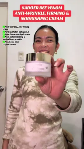 This SADOER’s bee venom cream is designed to reduce fine lines, firm and tighten skin, and deeply nourish it by leveraging the biologic activity of bee venom (anti-inflammatory, antioxidant, collagen stimulation). #sadoer #sadoerbeevenomantiwrinklefirmingandnourishingcream #beevenomcream #fyp #trending 