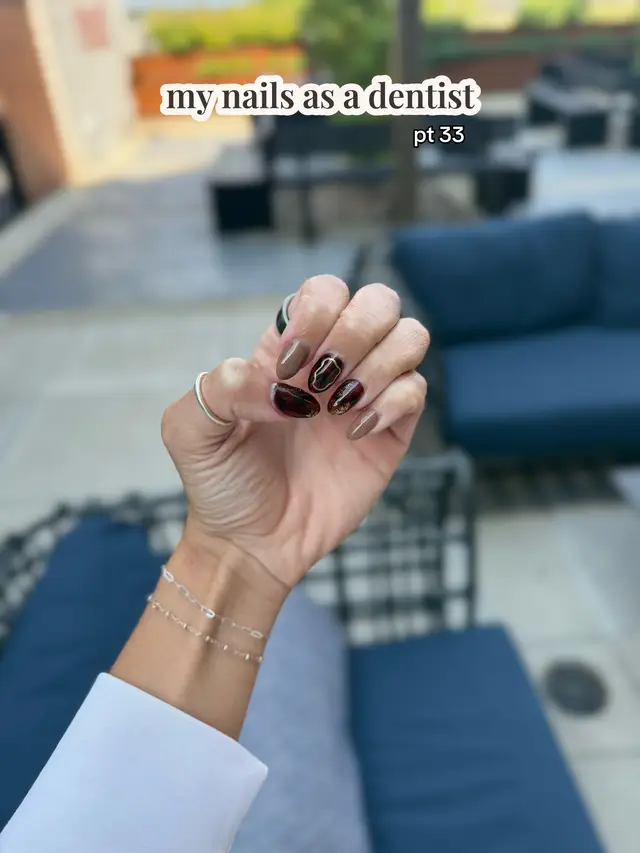 pt 33// I’m loving all the neutrals lately, makes me feel so girly!! the light brown is DND “Smores” 216 #creatorsearchinsights #cutenailinspo #fallnails  cute nail inspo fall nail inspo Fall nails Dentist nails