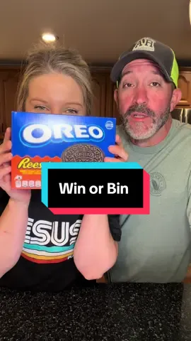 Win or Bin! Oreo and Reese’s…is it a good combination? Let’s find out! #calebandheather #couplecomedy #marriedlife #food #foryoupage 