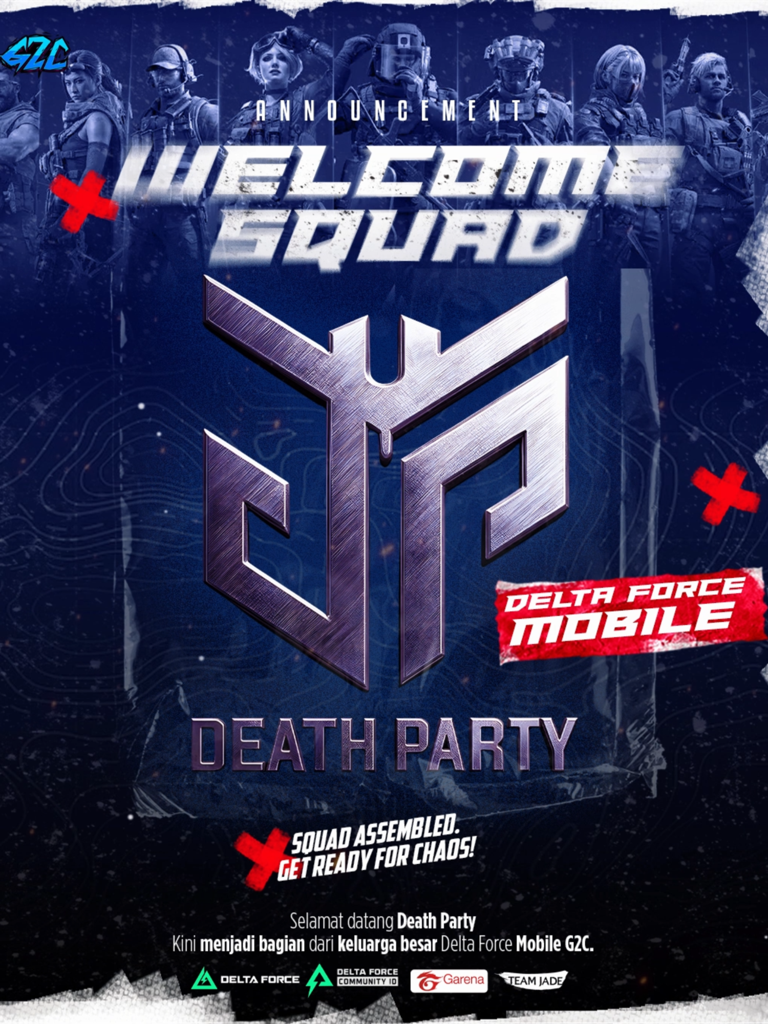 🚨 Announcement Time! 🚨 Welcome to the battlefield, Death Party! 💀🔥 kini menjadi bagian dari keluarga besar Delta Force Mobile G2C — tempat di mana strategi, kekompakan, dan kekacauan jadi satu! 💣⚡ Prepare your loadout... karena pertempuran baru baru saja dimulai! 🎯 @famillykaptenimo  @garenadfid @deltaforcecommunityid #WelcomeSquad #DeathParty #DeltaForceMobile #G2C #MobileGaming #EsportsID #Garena #TeamJade #DeltaForceCommunity #GamingAnnouncement #SquadGoals #GameOn #BattleReady #MobileEsports #G2CFamily #JoinTheForce