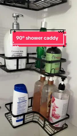 Stop leaving your shampoo, conditioner, and body wash all over the place… Get organized with this 90° shower caddy  #showerorganization #shower #clean #CleanTok  