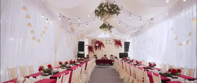 #rạp_cưới_đẹp chiếc rạp cưới tone đỏ kem