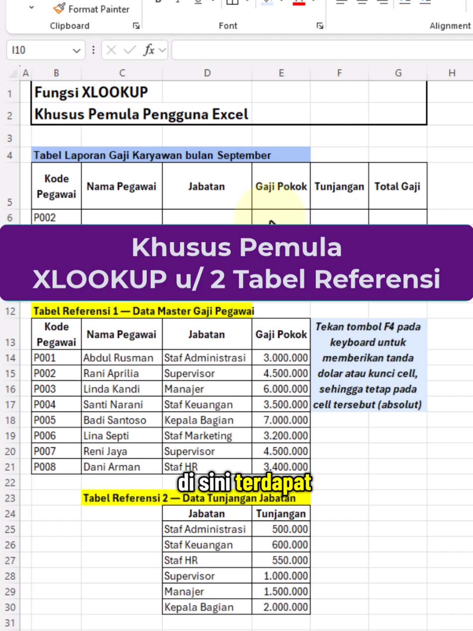Belajar Fungsi XLOOKUP dengan 2 Tabel Referensi #excel @keilearning #BelajarExcel #ExcelPemula 