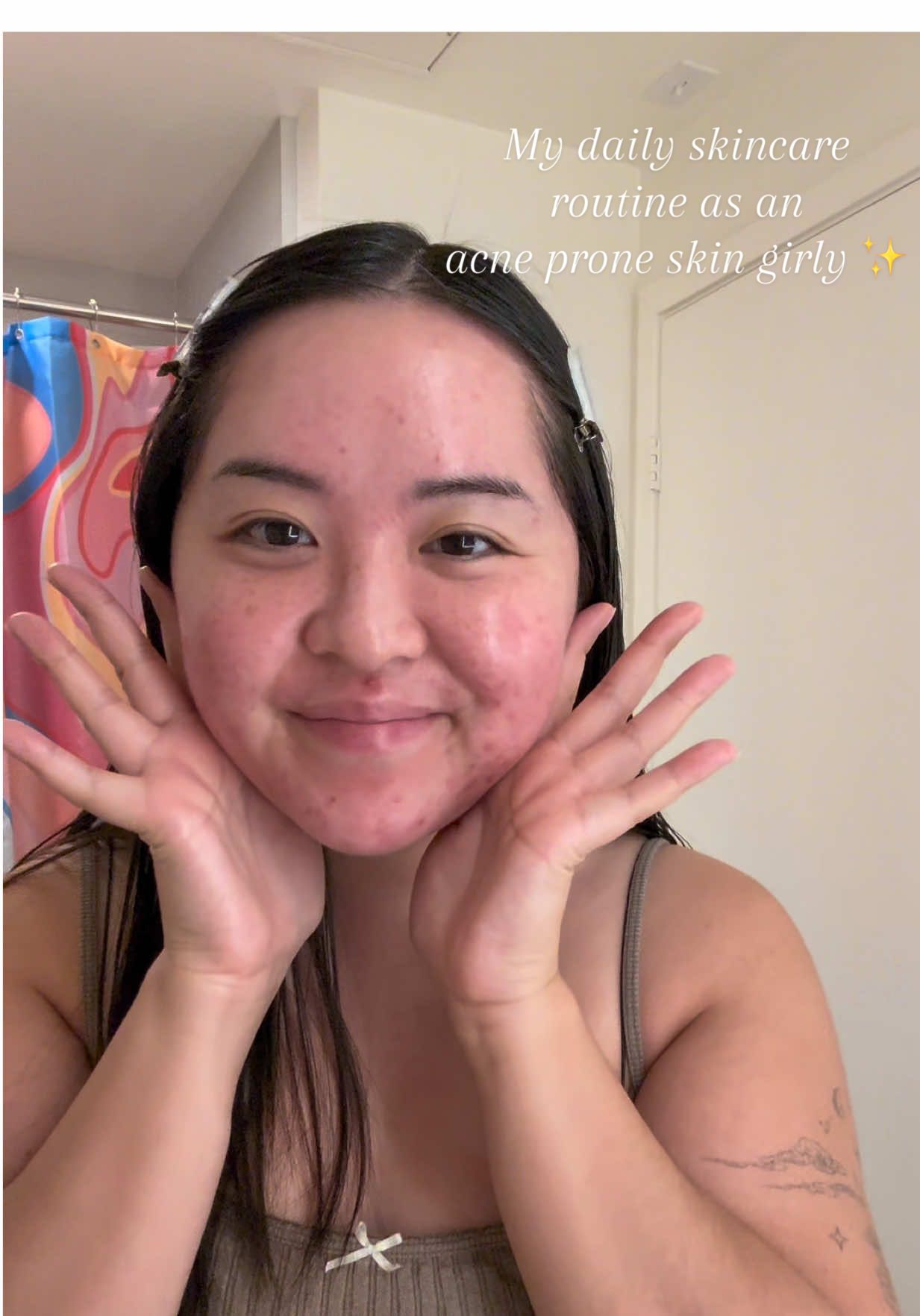 a speedy daily skincare routine with my holy grail kbeauty products! as an acne prone sensitive skin girly, I have tried so many products to target my skin concerns and I can attest that these are my tried and true, can’t live without these! #kbeauty #skincareroutine #acneproneskin  PRODUCTS ✨ deep pore cleaning soda from @ma:nyo US  heartleaf 77 toner and heartleaf 70 intense calming cream from @anua_global  madecassoside blemish pads from  @MEDIHEAL Global  dive in low molecular hyaluronic acid from @TORRIDEN US  revive eye serum from @Beauty of Joseon 