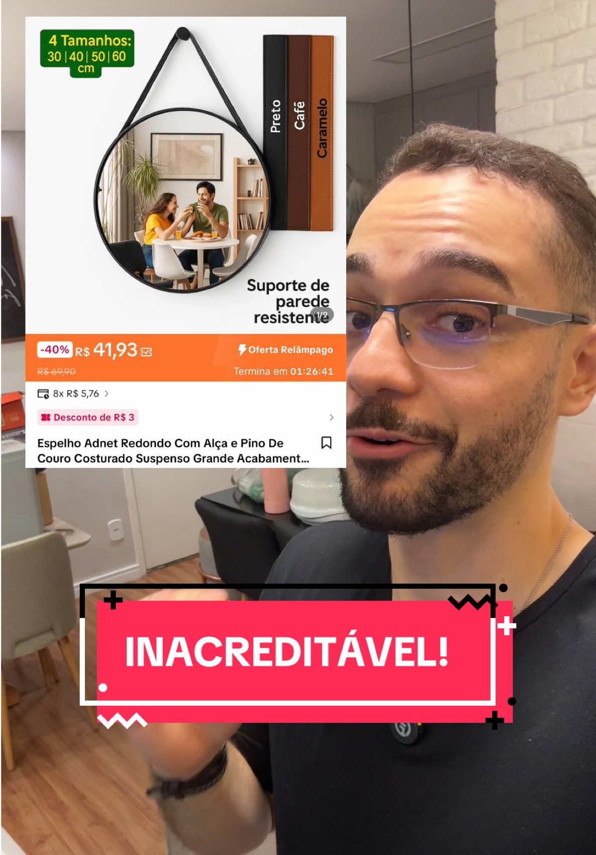 Inacreditável , achei a fonte do espelho adnet queridinho das donas de apartamento, veja todos os detalhes . #achadinhosdashopee #achadosshopee #achadinhosshopee #apartamento #tiktokshop 