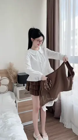 Áo sơ mi phối gile len viền ren 🎀 Xinh kiểu tiểu thư Hàn, dễ phối siêu cuốn 💗 #fyp #aosomi #outfitxinh #phongcachhanquoc #vairoltiktok