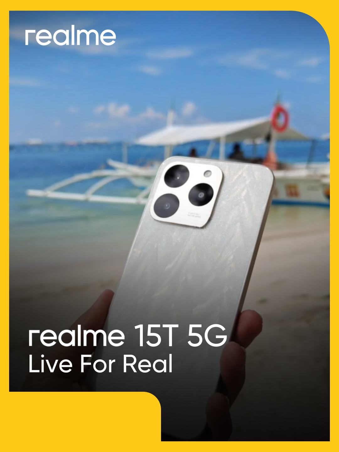 Unboxing but make it a beach version. 🌊📦 Get a closer look at the realme 15T 5G and its sleek design that stands out wherever you go. ✨ Video by: Whenjie Patlingrao  Visit the nearest official realme store and grab yours now until supplies last! 💛 #realme15T5G #realme15Series5G #LiveForReal