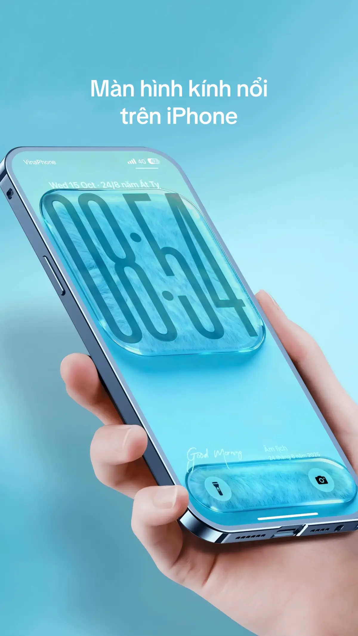 Tự tạo màn hình Kính nổi trên iPhone bằng hình nền và hiệu ứng trên iOS26 Còn nhiều màu khác nữa cho các bạn muốn dùng Các bạn comment bên dưới để mình chỉ cách tải thêm #ios26screen #widgetdesign #3dglassscreen #ios26